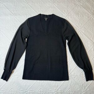Talbots V Neck Knit Top Sheer Long Sleeve Size XS